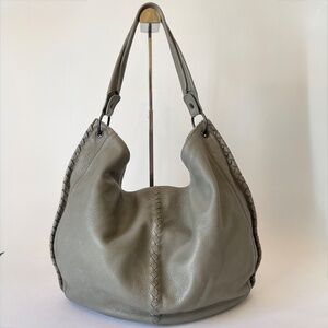 Bottega Veneta Intrecciato Detail Titanium Gray Loop Cervo Shoulder Hobo Bag